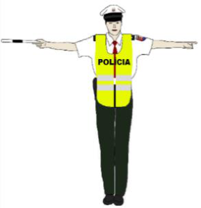 Obrázok k otázke: Ak policajt pri riadení cestnej premávky dáva tento pokyn, znamená to